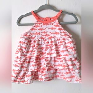 Burt's Bees Baby Summer Top/dress pink sharks 3-6mos